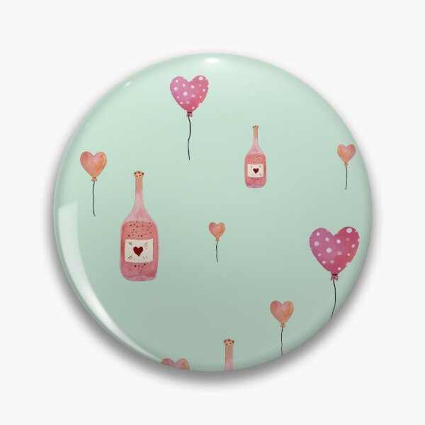 Item preview, Bottle glass heart cute love watercolor pattern mint designed and sold by Yana Mustafina | Boho Soulful Designs.