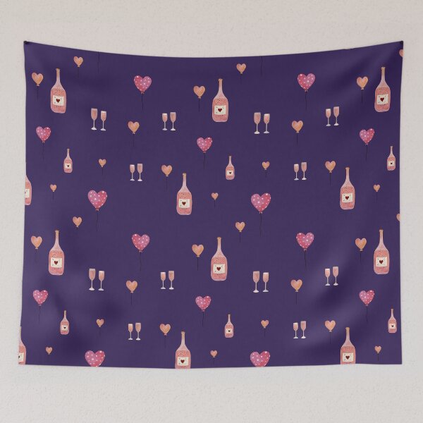 Item preview, Bottle glass heart cute love watercolor pattern violet designed and sold by Yana Mustafina | Boho Soulful Designs.
