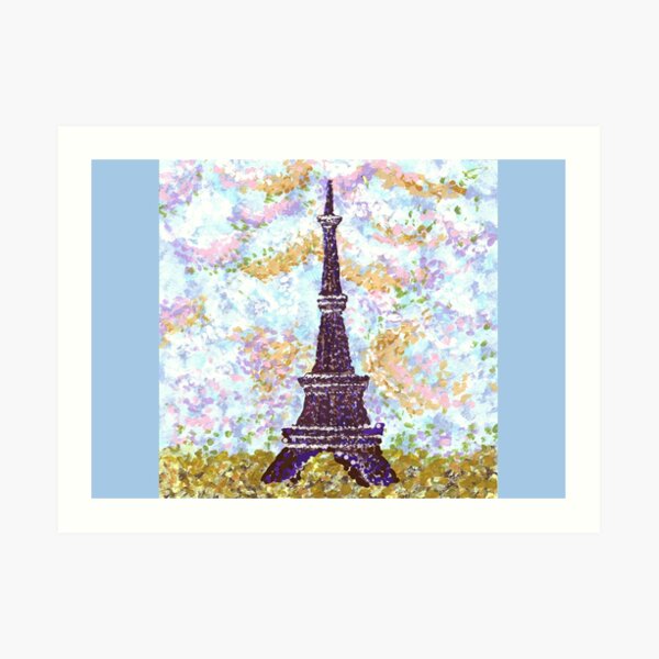 Eiffel Tower Pointillism by Kristie Hubler Art Print