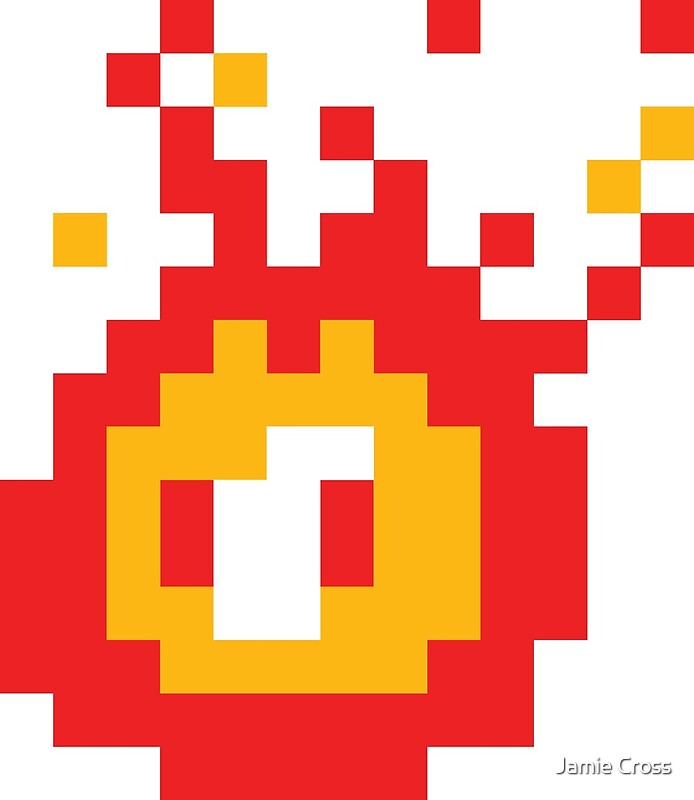 "Red Fireball Pixel Art" by Jamie Cross | Redbubble