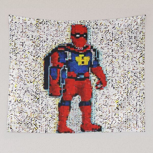Item preview, Highly pixelated glitchy public domain superhero  designed and sold by spinolator.