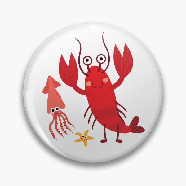 Item preview, Lobster, Squid, Starfish Cartoon Illustration designed and sold by PrintPortal.