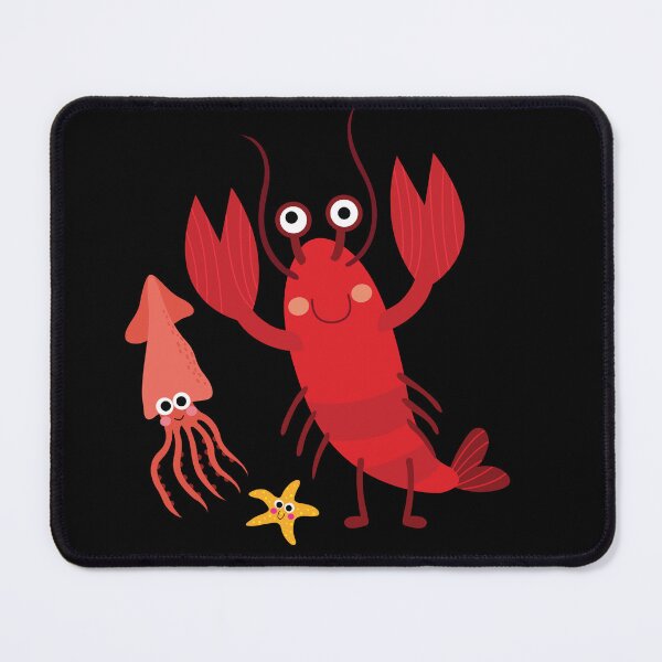 Item preview, Lobster, Squid, Starfish Cartoon Illustration designed and sold by PrintPortal.
