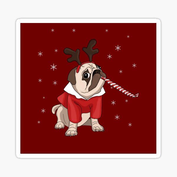 Pug Xmas Sticker