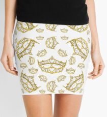 Queen of Hearts gold crown tiara tossed about by Kristie Hubler Mini Skirt