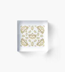 Queen of Hearts gold crown tiara tossed about by Kristie Hubler Acrylic Block