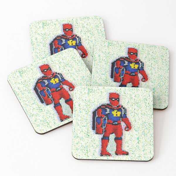 Item preview, Highly pixelated public domain superhero, glitchy green background  designed and sold by spinolator.