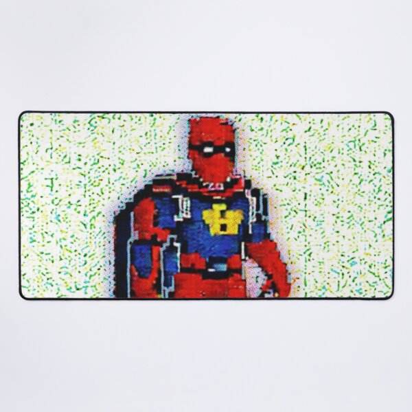 Item preview, Highly pixelated public domain superhero, glitchy green background  designed and sold by spinolator.