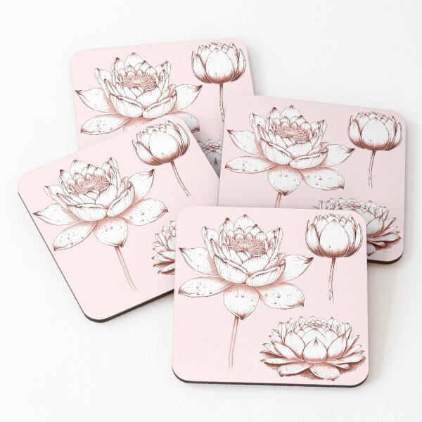 Item preview, Red Tone Water Lily Illustration In Different Angles designed and sold by StevenWhip.