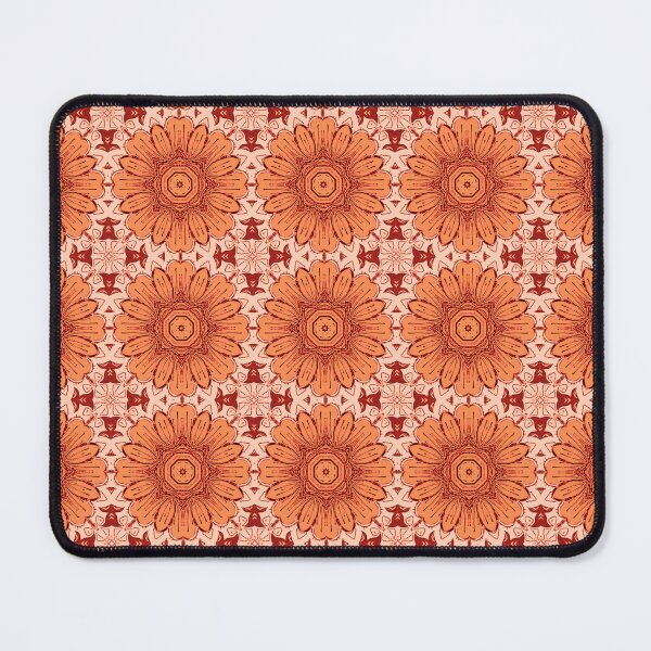 Item preview, Geometric Daisy Pattern in Mandarin Orange designed and sold by Marymarice.