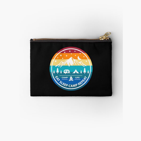 Item preview, Eat Sleep Camp Repeat Sunset Badge designed and sold by Rooster Syndicate.