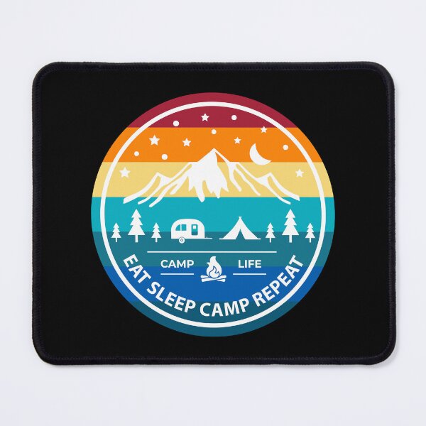 Item preview, Eat Sleep Camp Repeat Sunset Badge designed and sold by Rooster Syndicate.