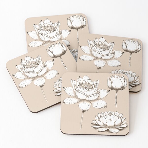 Item preview, Sepia Tone Water Lily Illustration In Different Angles designed and sold by StevenWhip.