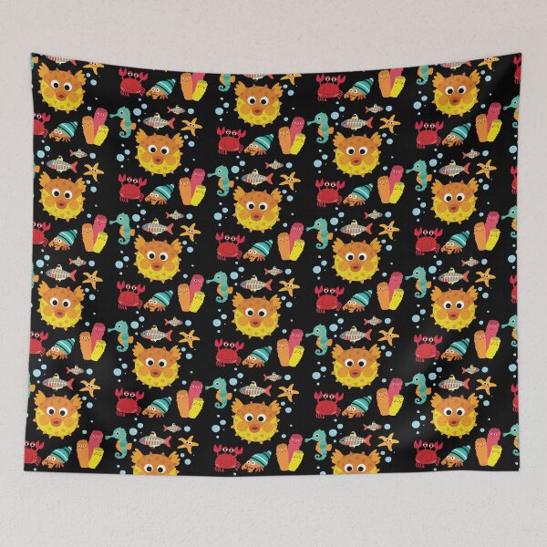 Item preview, Underwater Cartoon Scene Friendly Sealife designed and sold by PrintPortal.