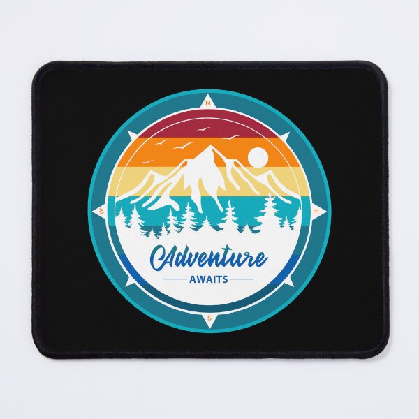 Item preview, Adventure Awaits Sunset Badge designed and sold by Rooster Syndicate.