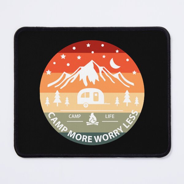 Item preview, Camp More Worry Less Sunset Badge designed and sold by Rooster Syndicate.