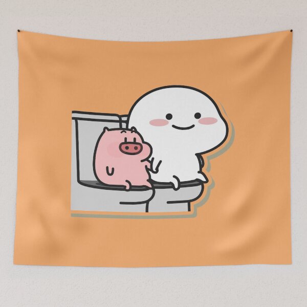 Item preview, Cute Pentol And Pig In The Toilet designed and sold by ggpandele.