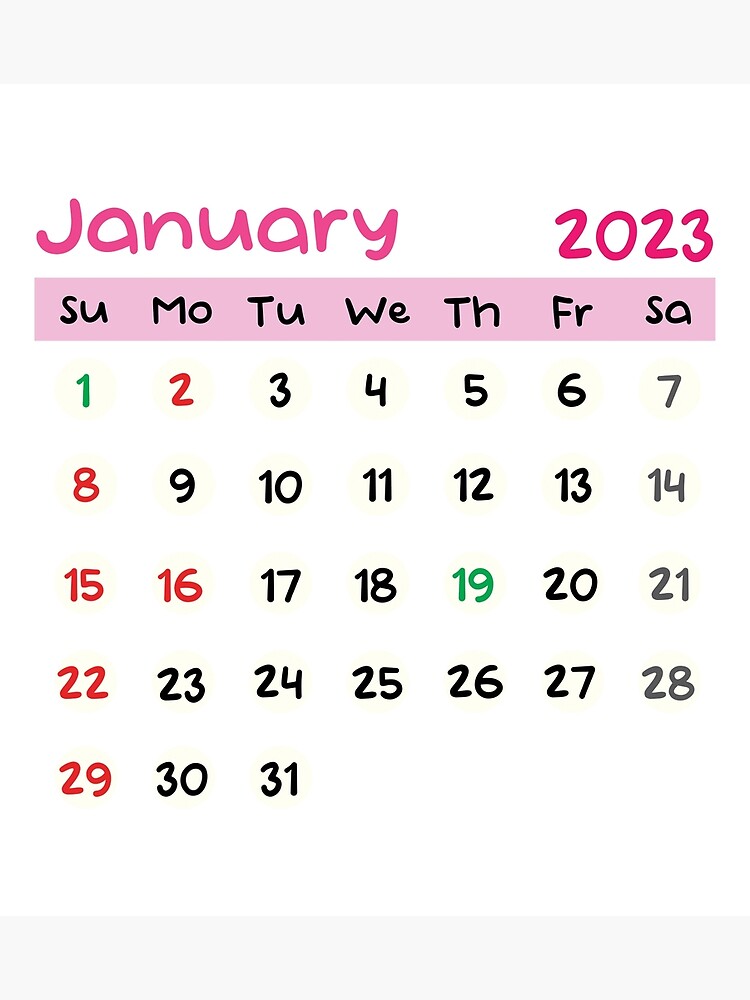 2023 Calendar January 2023 Calendar Simple New Year Calendar Photographic Print For Sale 4178