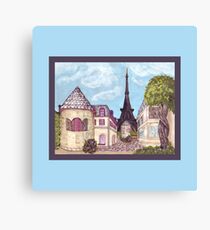 Paris Eiffel Tower inspired impressionist landscape by Kristie Hubler Canvas Print