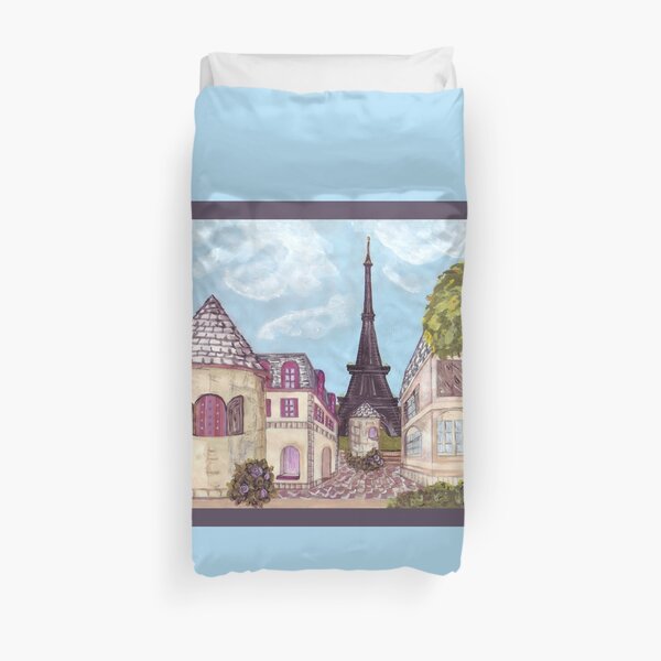 Paris Eiffel Tower inspired impressionist landscape by Kristie Hubler Duvet Cover