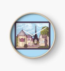 Paris Eiffel Tower inspired impressionist landscape by Kristie Hubler Clock
