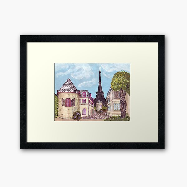 Paris Eiffel Tower inspired impressionist landscape by Kristie Hubler Framed Art Print