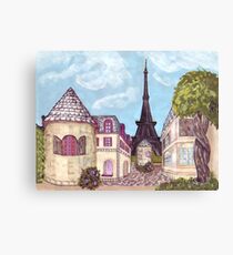 Paris Eiffel Tower inspired impressionist landscape by Kristie Hubler Canvas Print