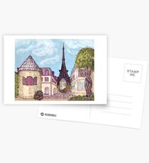 Paris Eiffel Tower inspired impressionist landscape by Kristie Hubler Postcards