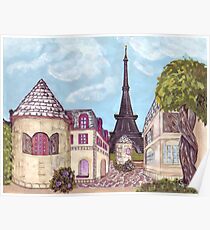 Paris Eiffel Tower inspired impressionist landscape by Kristie Hubler Poster