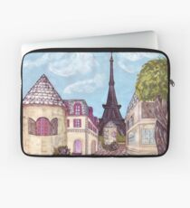 Paris Eiffel Tower inspired impressionist landscape by Kristie Hubler Laptop Sleeve