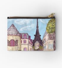 Paris Eiffel Tower inspired impressionist landscape by Kristie Hubler Studio Pouch