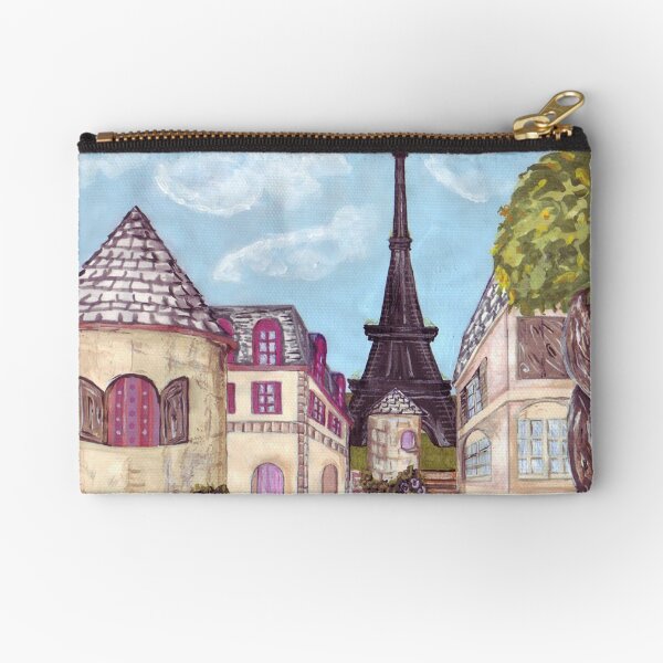 Paris Eiffel Tower inspired impressionist landscape by Kristie Hubler Zipper Pouch