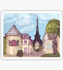 Paris Eiffel Tower inspired impressionist landscape by Kristie Hubler Sticker