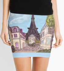 Paris Eiffel Tower inspired impressionist landscape by Kristie Hubler Mini Skirt