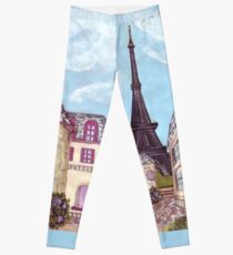 Paris Eiffel Tower inspired impressionist landscape by Kristie Hubler Leggings