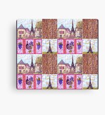 Paris Inspired Pointillism Grapes Wine Wood by Kristie Hubler Canvas Print