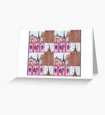 Paris Inspired Pointillism Grapes Wine Wood by Kristie Hubler Greeting Card