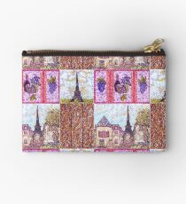 Paris Inspired Pointillism Grapes Wine Wood by Kristie Hubler Studio Pouch