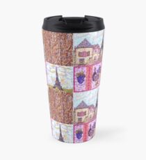 Paris Inspired Pointillism Grapes Wine Wood by Kristie Hubler Travel Mug
