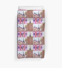 Paris Inspired Pointillism Grapes Wine Wood by Kristie Hubler Duvet Cover