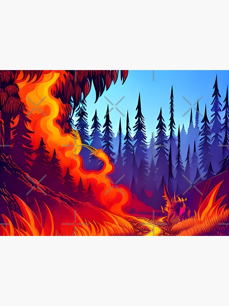 Wildfire graphic black white forest fire landscape sketch illustration  vector:: tasmeemME.com