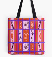 Curvy Plaid Abstract Feminine Folk Art by Kristie Hubler Tote Bag