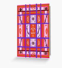 Curvy Plaid Abstract Feminine Folk Art by Kristie Hubler Greeting Card