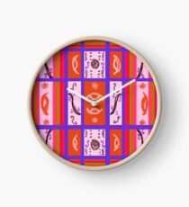 Curvy Plaid Abstract Feminine Folk Art by Kristie Hubler Clock