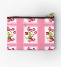 9 bunches of Pink Tulip Flowers by Kristie Hubler Studio Pouch