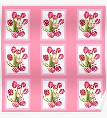 9 bunches of Pink Tulip Flowers by Kristie Hubler Poster