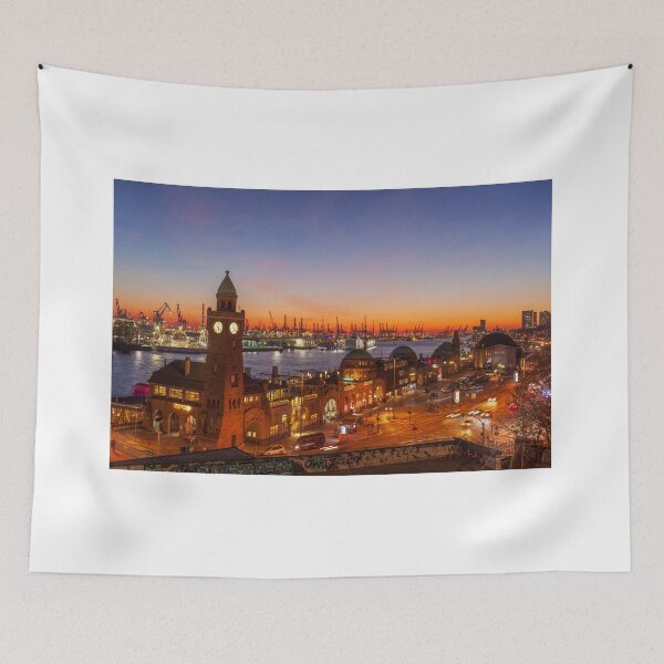 Item preview, St. Pauli Landing Bridges, Hamburg, dusk, afterglow designed and sold by Torsten  Krüger.