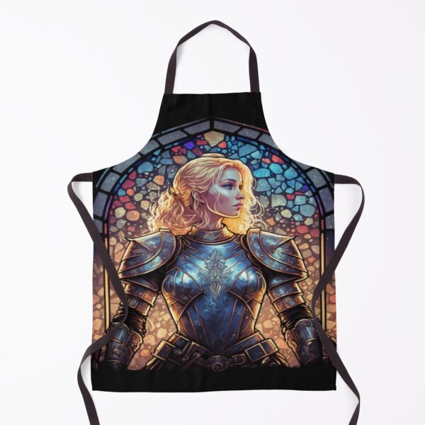 Item preview, woman knight in front of stained glass windows designed and sold by Yggdrazil.