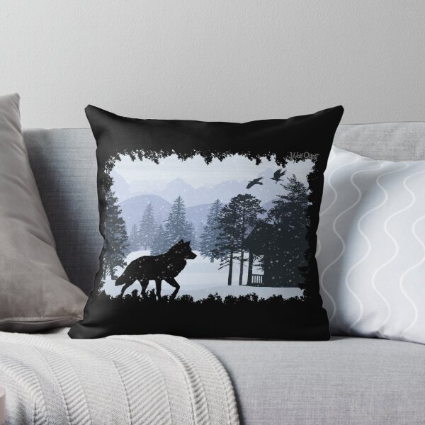 Snowy Cabin - WolfQuest Dream Throw Pillow