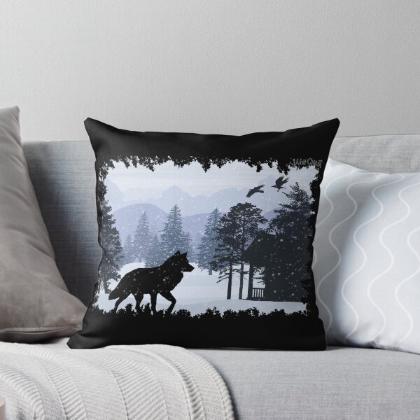 Snowy Cabin - WolfQuest Dream Throw Pillow